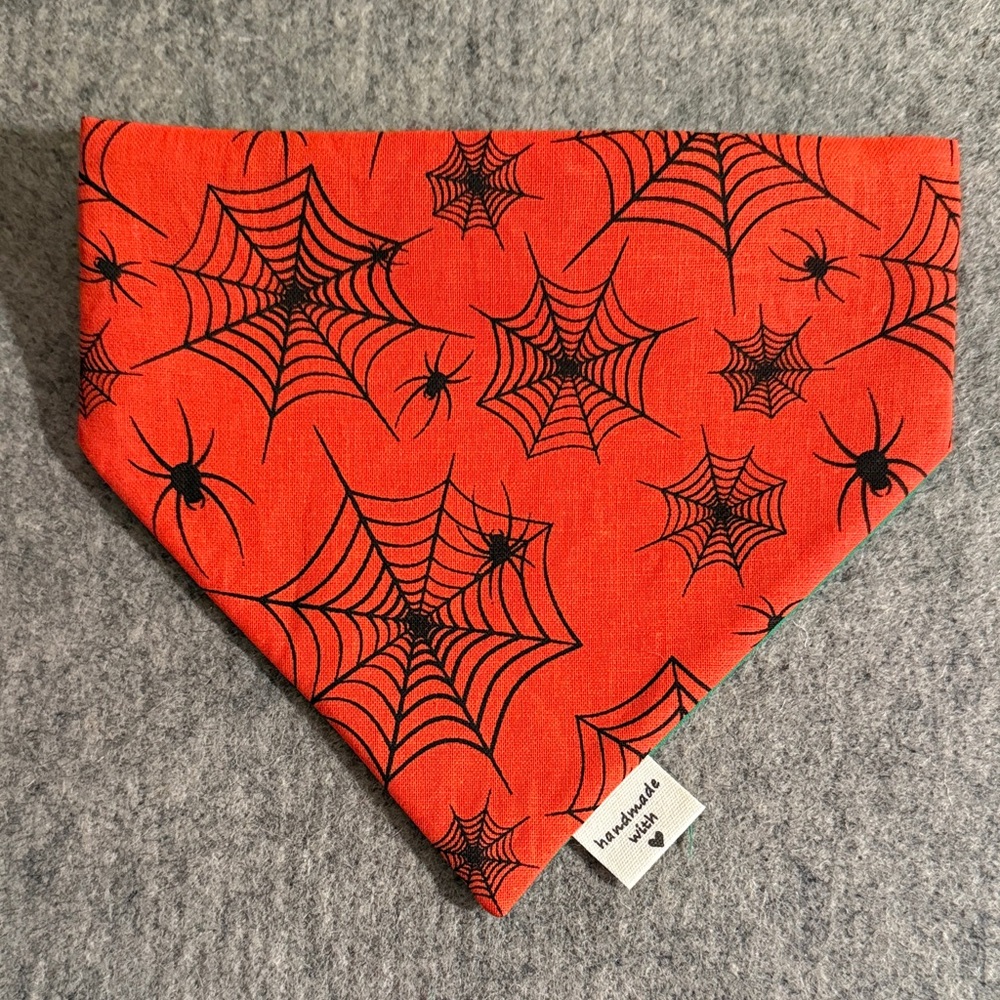 Spider Web Scrunchie Dog Bandana - Orange